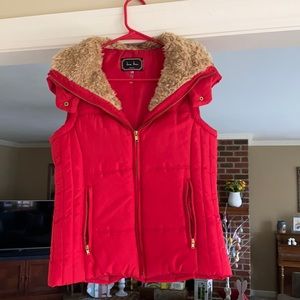 Red puffer vest